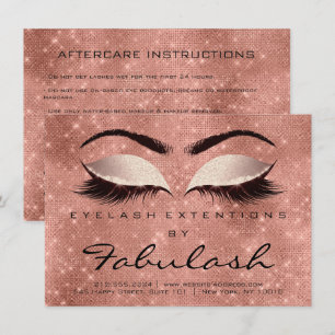 Beauty Lashes Extension Aftercare Instruction Rose Invitation