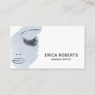 Beauty Lashes Makeup Artist Light Blue Watercolor Business Card