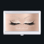 Beauty Lashes Makeup Stylist Rose Gold Pink Name Business Card Holder<br><div class="desc">florenceK 
luxury collection for beauty salon</div>