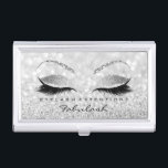 Beauty Lashes Makeup Stylist Silver Grey Glitter1 Business Card Holder<br><div class="desc">florenceK 
luxury collection for beauty salon</div>