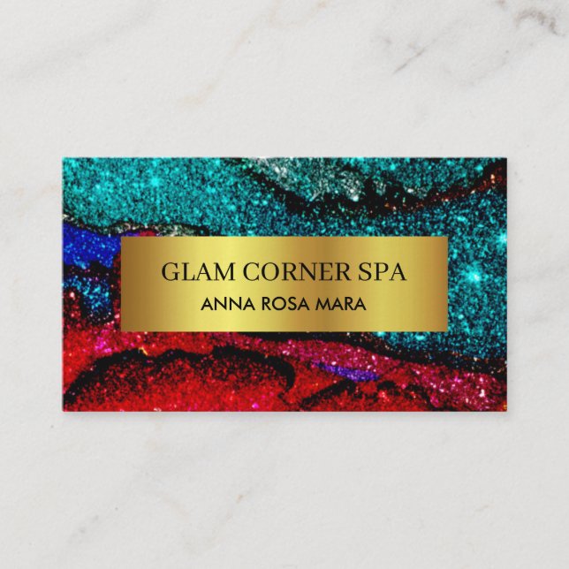 *~* Beauty Luxury Rainbow QR Glitter Glitz Glam Business Card (Front)