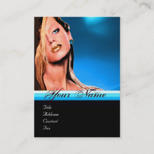 BEAUTY MAKEUP ARTIST monogram blue sapphire black Business Card