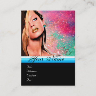 BEAUTY MAKEUP ARTIST monogram pink blue sapphire Business Card