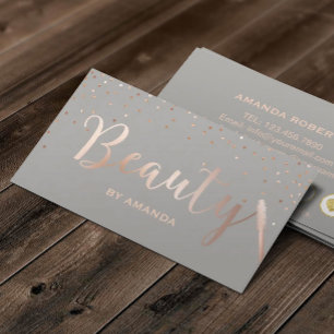 Beauty Makeup Artist Rose Gold & Grey Loyalty Card