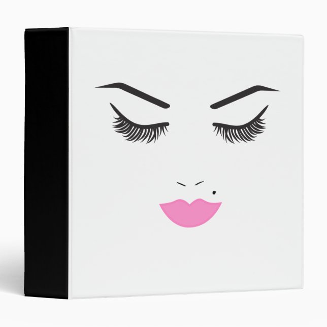 Beauty Makeup Face Lashes & Pink Lips Salon Binder (Front/Spine)