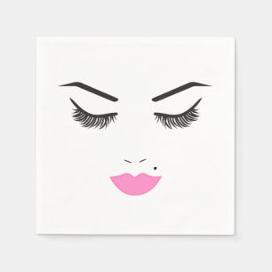 Beauty Makeup Face Lashes & Pink Lips Salon Napkin