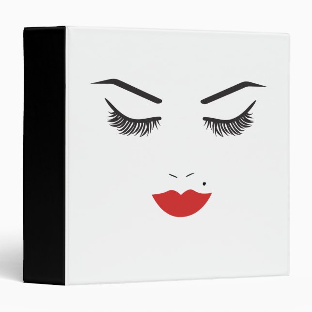 Beauty Makeup Face Lashes & Red Lips Salon Binder (Front/Spine)