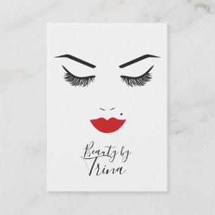 Beauty Makeup Face Lashes & Red Lips Salon Business Card