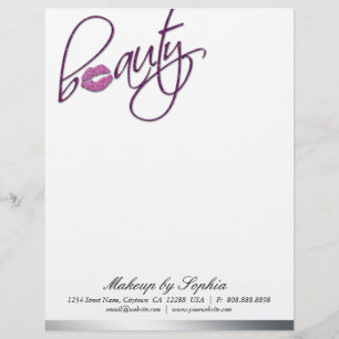 Beauty Makeup Letterhead Sparkle Lips Purple Pink