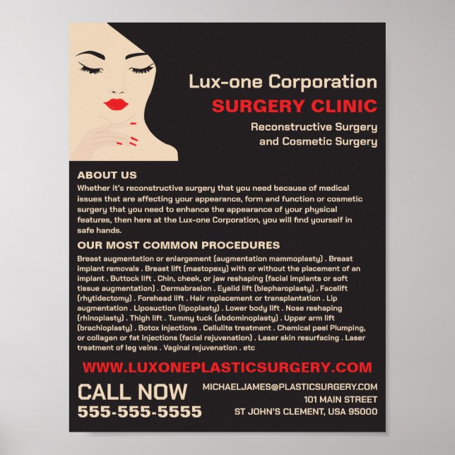 Beauty Model, Plastic Surgeon, Plastic Surgery Poster (Front)