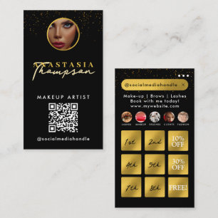 Beauty Nails Social Media Black Gold Loyalty Cards