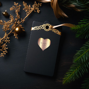 Beauty Name Bridal Heart Thank Sepia Gold Metallic Sticker