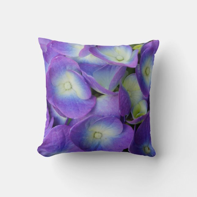 Beauty Of a Blue Hydrangea Throw Pillow (Front)