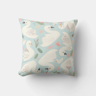 beauty of a white swan throw pillow