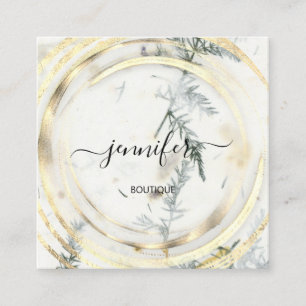 Beauty Organic Bio Shop Gold QRCode Logo Soap Square Business Card