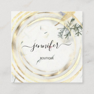 Beauty Organic Bio Shop Herb QRCode Logo Soap Body Square Business Card