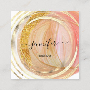 Beauty Organic Bio Shop QR Logo Soap Blush Gold Square Business Card