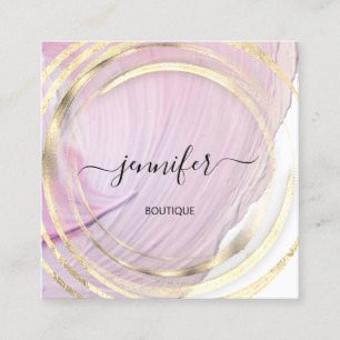 Beauty Organic Bio Shop QR Logo Soap Pink Gold Square Business Card