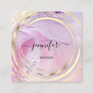 Beauty Organic Bio Shop QR Logo Soap Pink Rose Square Business Card