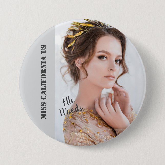 Beauty Pageant Button Pin - Dark Text (Front)