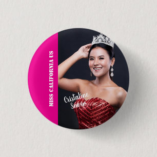 Beauty Pageant Button Pin - Light Text