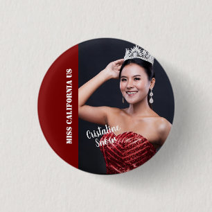 Beauty Pageant Button Pin - Light Text