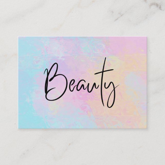 *~* BEAUTY Pastel Girly Soft Pretty Rainbow Modern Business Card (Front)