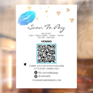 *~* Beauty Pay Payment QR code LIPS Window Cling