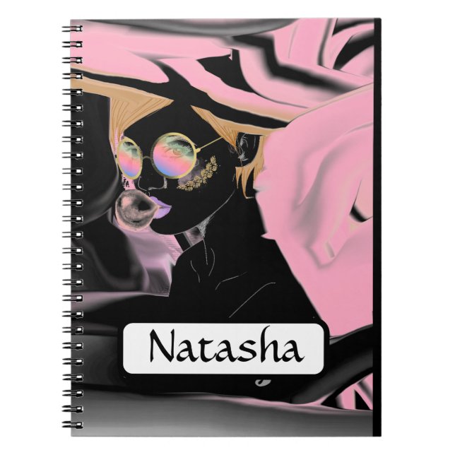 Beauty Pink and Black Pop Art Painting Notebook (Front)