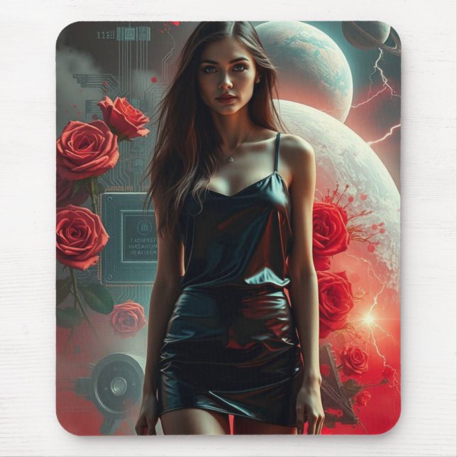 beauty, planets, flowers and AI Mouse Pad (Front)