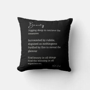 Beauty poem poetry black white throw pillow