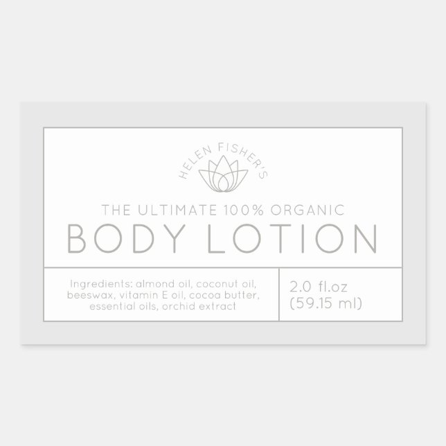Beauty product ingredients grey white lotus label (Front)