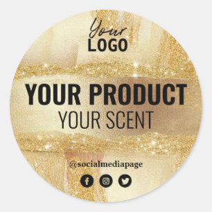 Beauty Product Labels With Gold Glitter And Ink
