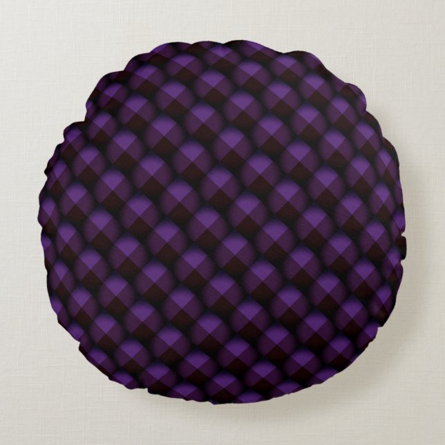 Beauty Purple Checked - Round Pillow (Front)
