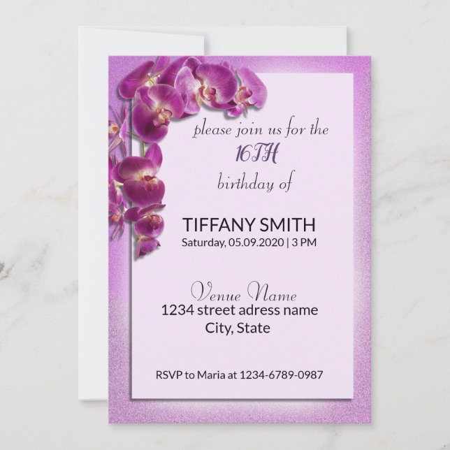 Beauty Purple Orchid Invitation (Front)
