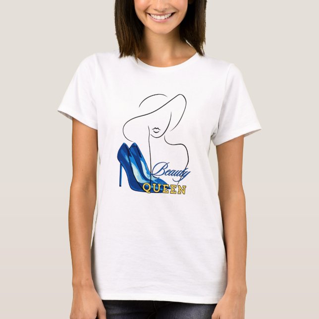 "BEAUTY QUEEN" title with women logo women's  T-Shirt (Front)
