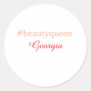 Beauty queenhashtag light red add name girl boss  classic round sticker