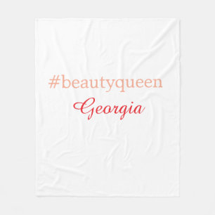 Beauty queenhashtag light red add name girl boss fleece blanket