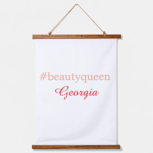 Beauty queenhashtag light red add name girl boss hanging tapestry