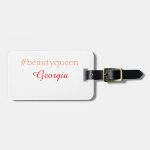 Beauty queenhashtag light red add name girl boss luggage tag