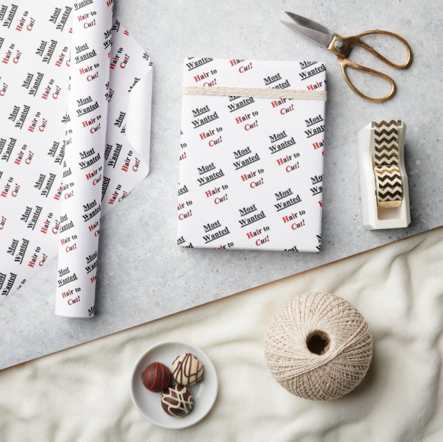 Beauty Salon, Barbershop Most Wanted Hair to Cut Wrapping Paper (Crafts)