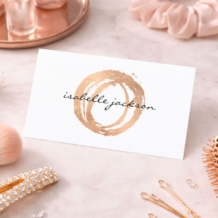 Beauty Salon Business Card Rose Gold Logo Elegant