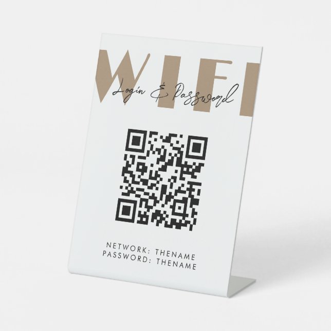 Beauty Salon Cafe Wifi Network QR Code Pedestal Sign (Front)