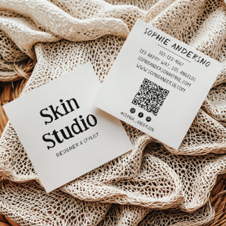 Beauty Salon Esthetician Skincare QR Code  Square Business Card