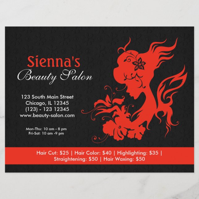 Beauty Salon (Firebrick) Flyer (Front)