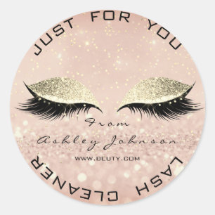 Beauty Salon Glitter Blush Gold Lash Cleaner Classic Round Sticker