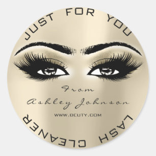 Beauty Salon Glitter Gold Lash Cleaner Open Eye Classic Round Sticker