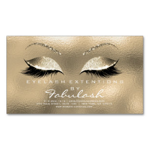 Beauty Salon Gold Glitter Adress Makeup Glass Magnetic Business Card
