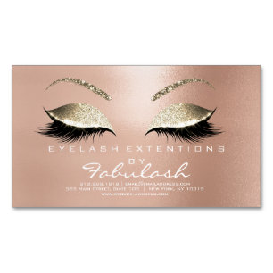 Beauty Salon Gold Glitter Adress Makeup White Magnetic Business Card