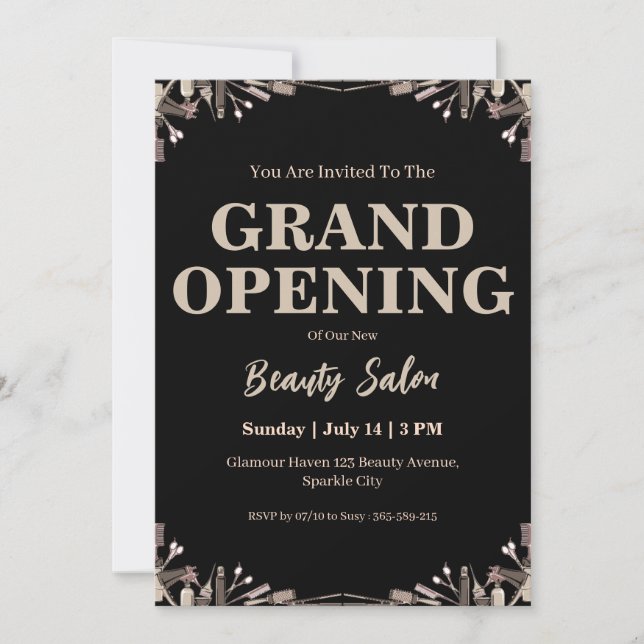 beauty salon grand opening invitation card (Front)